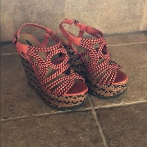Cute Strappy Orange Wedges